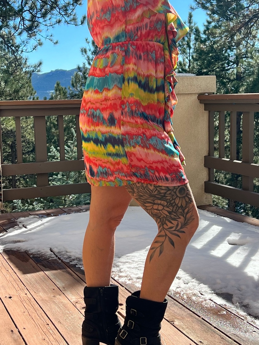Pink Owl Multicolor Ruffle Front Mini Dress - Picture 2 of 10